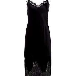 L'AGENCE - BLACK SILK LACE SLIP DRESS